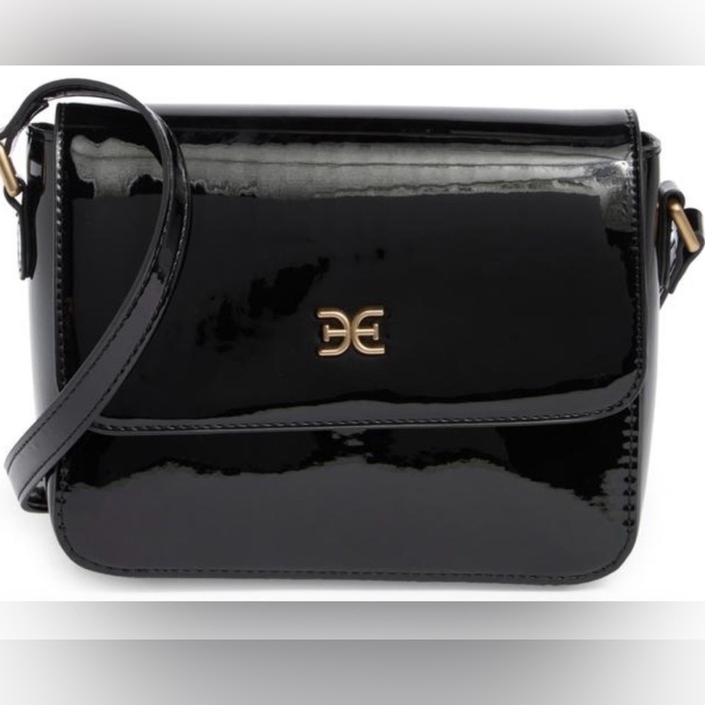 Sam Edelman Black Patent Leather Shoulder Crossbody with Gold Hardware